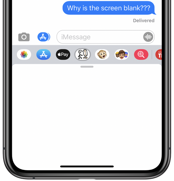 Blank messages screen