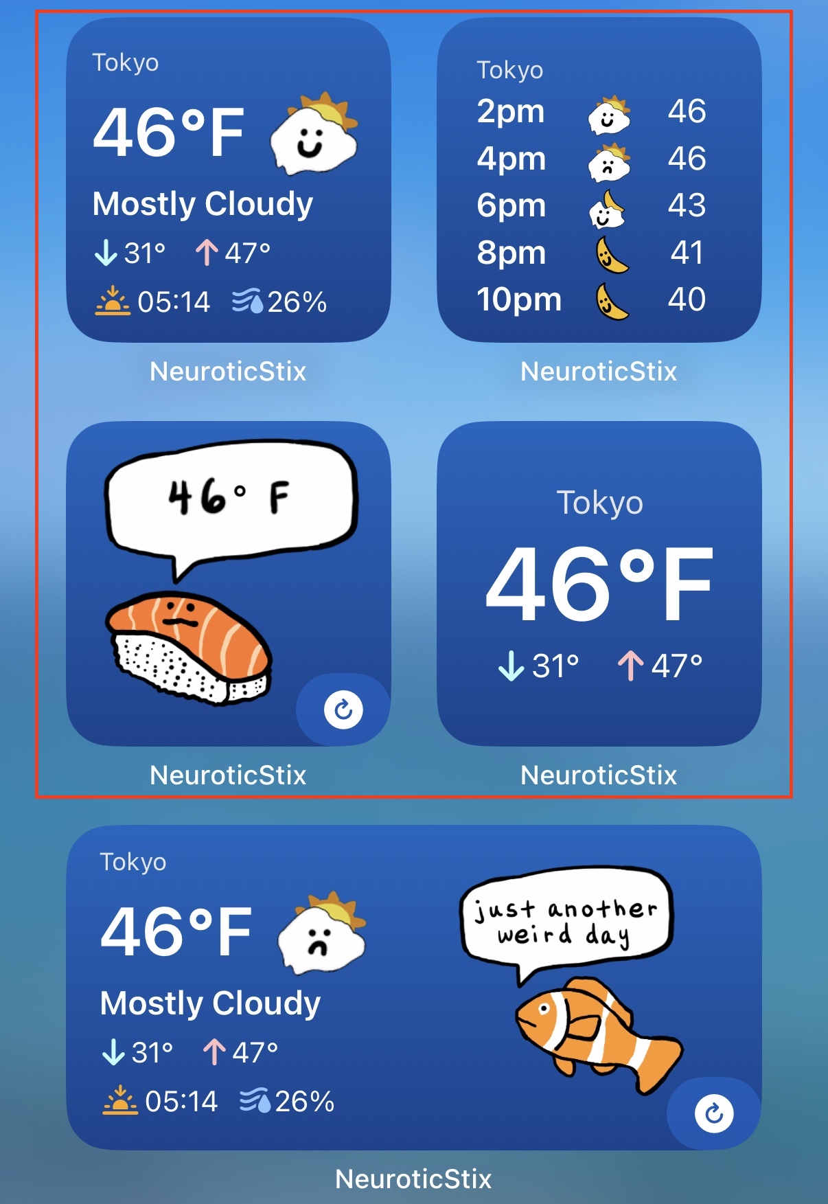 Neurotic Weather mini widgets